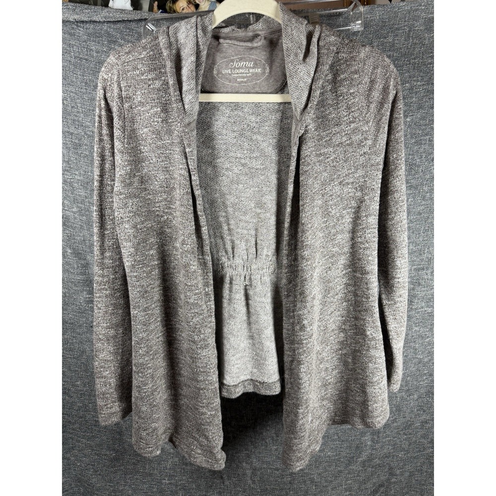 Soma Love Lounge Women's Size Medium Gray Cardigan Hoodie